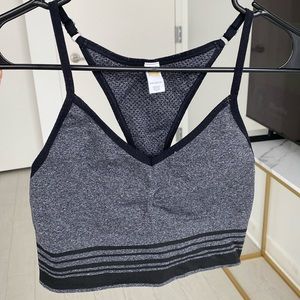 Lolë Gray/Black Longline Bra, Size L/XL, Light Support
